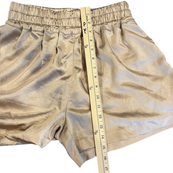 Generation Love Satin Shorts Champagne Cream Elastic Waist HEM Repair Medium - Picture 10 of 11